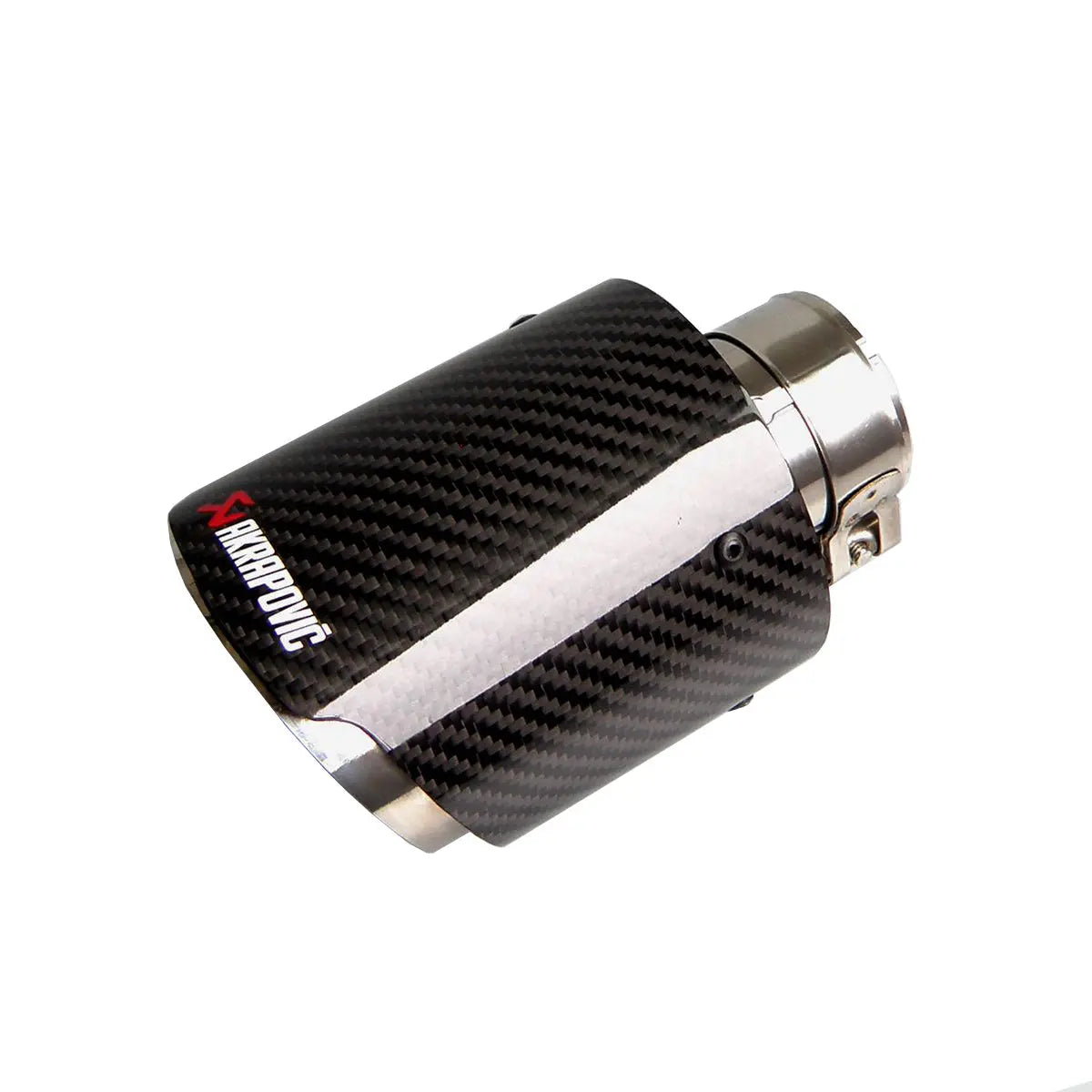 Single Tip (2PCS) Angle Akrapovic Silver with Carbon Fiber