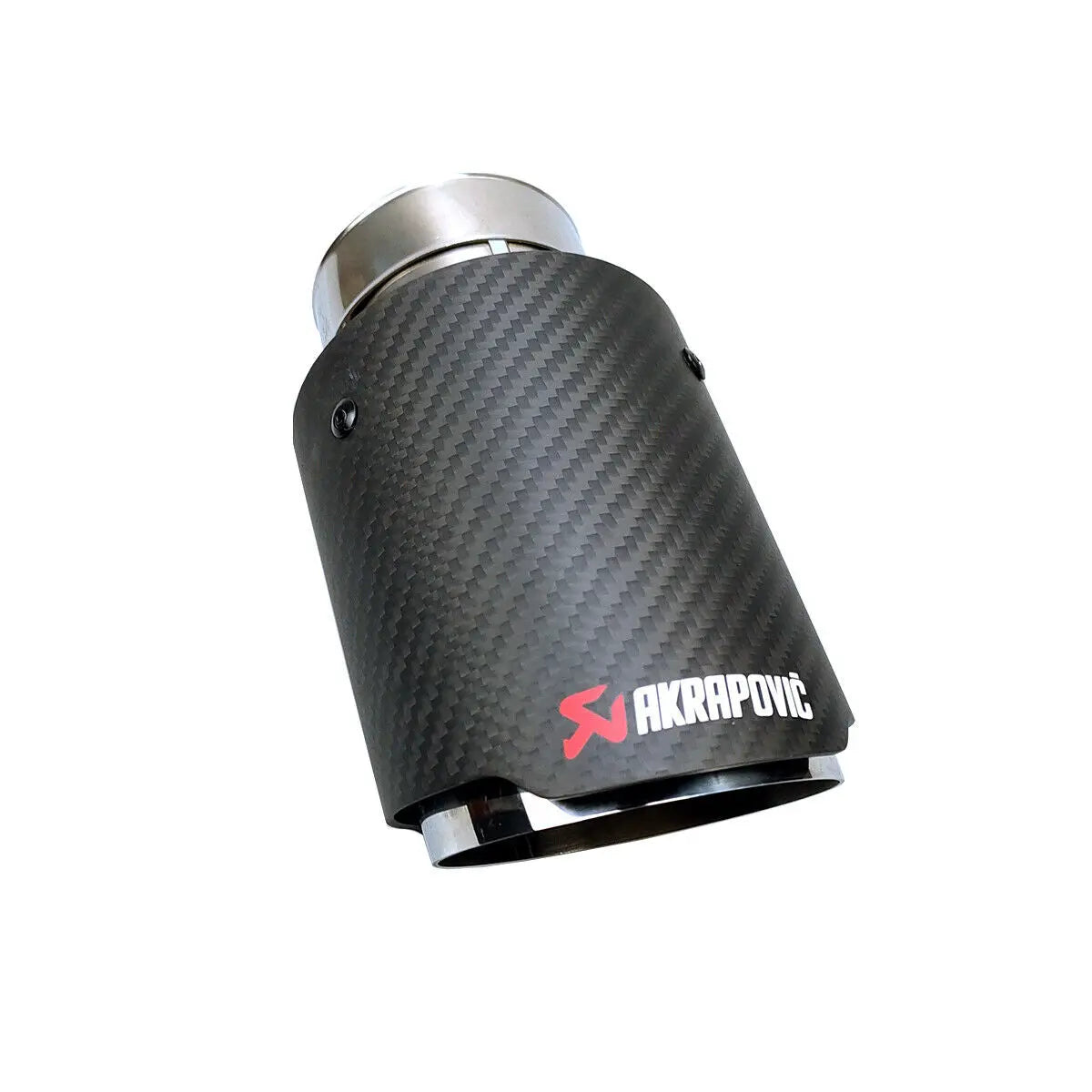 Single Tip (2PCS) Angle Akrapovic Silver with Carbon Fiber (Matte)